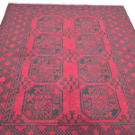 198cm x 148cm Hand Woven Red Afghan Akche - Image 4