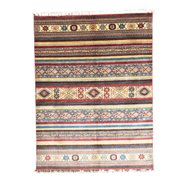 203cm x 155cm Hand Knotted Soft Tone Afghan Chobi – Wool Rug