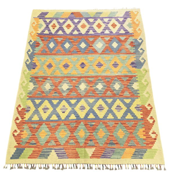 193cm x 149cm Hand Woven Afghan Kilim Rug