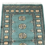 122cm x 79cm Hand Knotted Cyan Karachi Bokhara – Wool Rug - Image 2