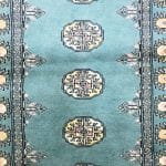 122cm x 79cm Hand Knotted Cyan Karachi Bokhara – Wool Rug - Image 4