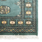 122cm x 79cm Hand Knotted Cyan Karachi Bokhara – Wool Rug - Image 5