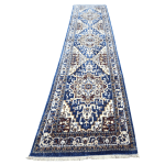 300cm x 80cm Dark Blue Persian Design Machine Made Runner Rug - Image 2