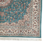150cm x 150cm Persian Nain Habibian-style Turquoise Medallion Machine Made Rug - Image 4