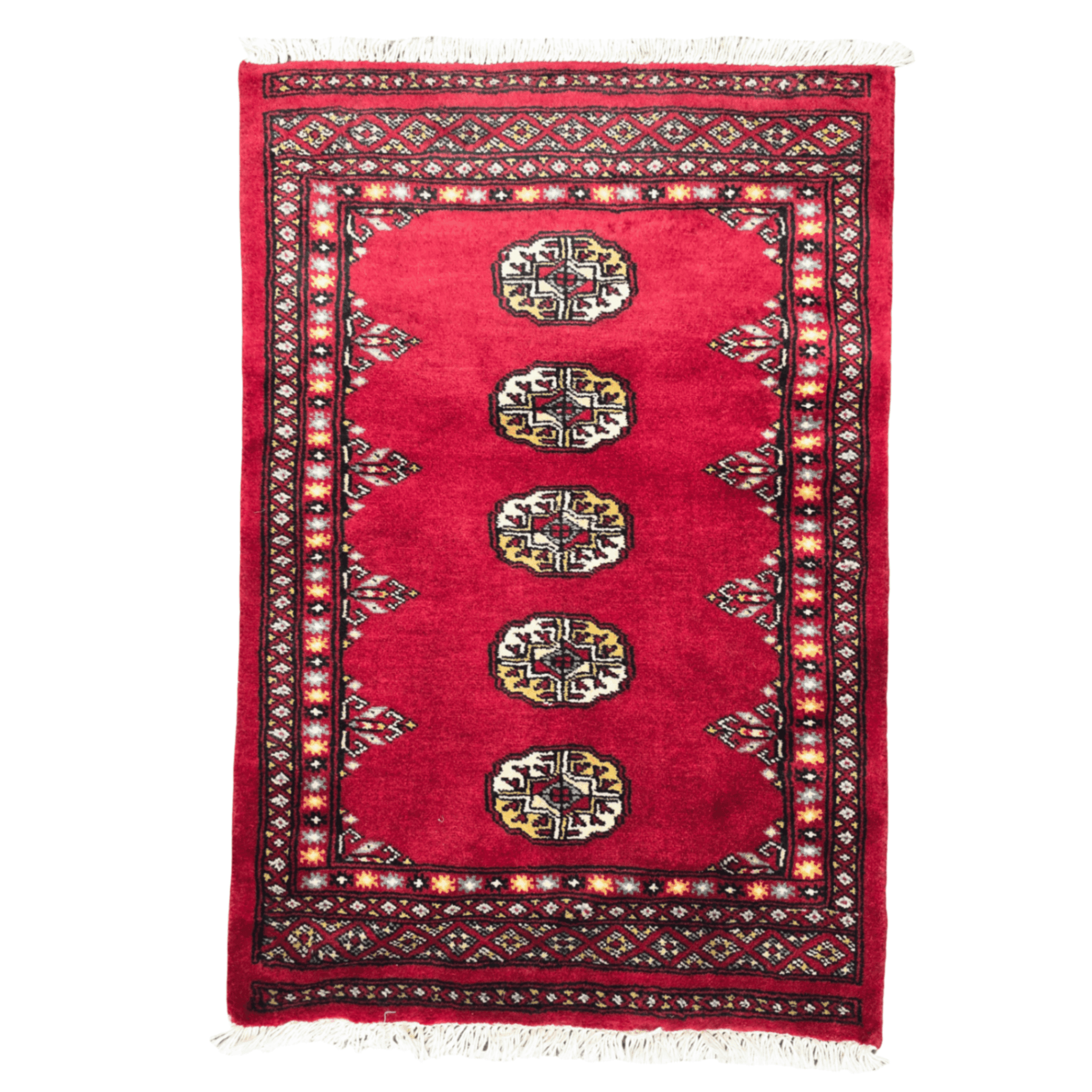 24-92cmx63cm-red-afghan-bokhara-image-1 92cm x 63cm Hand Knotted Red Karachi Bokhara – Wool Rug - Image 1