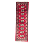 148cm x 47cm Hand Knotted Red Karachi Bokhara – Runner Rug