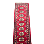 148cm x 47cm Hand Knotted Red Karachi Bokhara – Runner Rug - Image 3