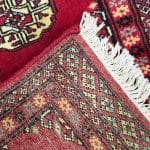 148cm x 47cm Hand Knotted Red Karachi Bokhara – Runner Rug - Image 6