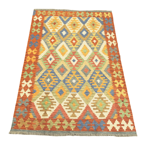 204cm x 140cm Hand Woven Afghan Kilim Rug
