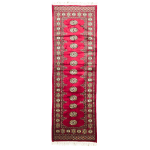 241cm x 80cm Hand Knotted Red Karachi Bokhara – Runner Rug