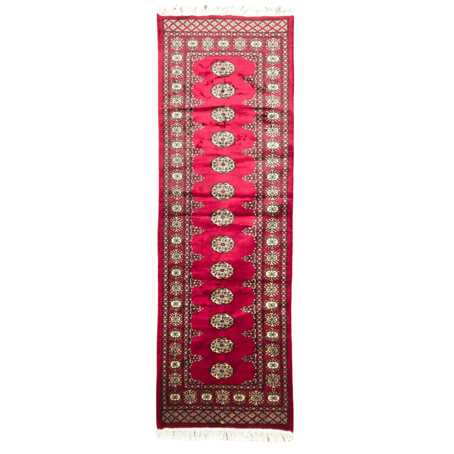 241cm x 80cm Hand Knotted Red Karachi Bokhara – Runner Rug - Persian ...
