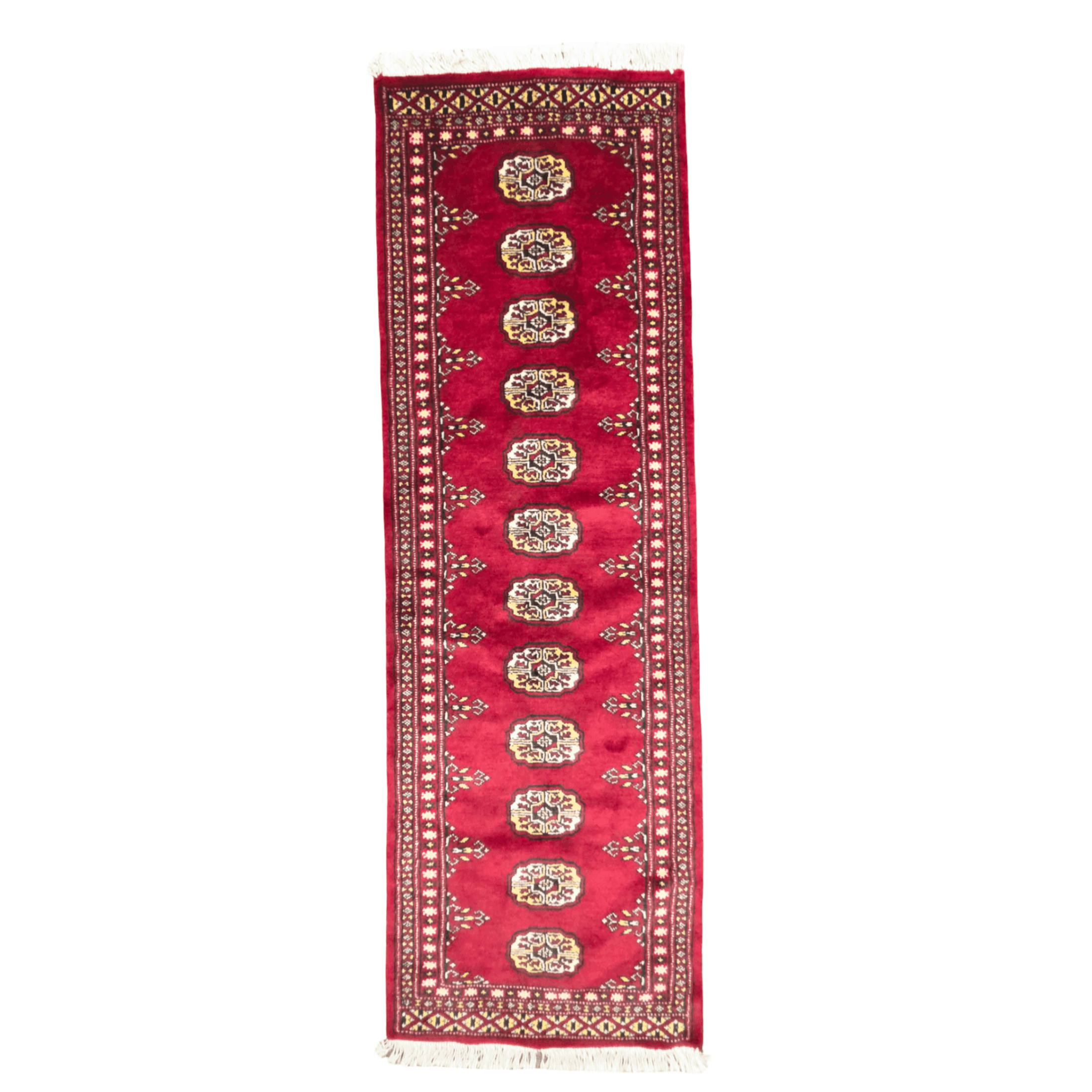 36-200cmx66cm-red-afghan-bokhara-image-1 200cm x 66cm Hand Knotted Red Karachi Bokhara – Runner Rug - Image 1