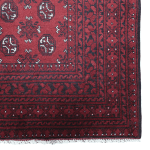 240cm x 156cm Hand-Knotted Red Bokhara Afghan Akche - Image 5
