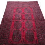247cm x 159cm Hand Woven Red Afghan Akche - Image 2