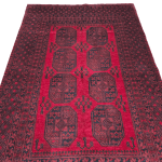 247cm x 159cm Hand Woven Red Afghan Akche - Image 3
