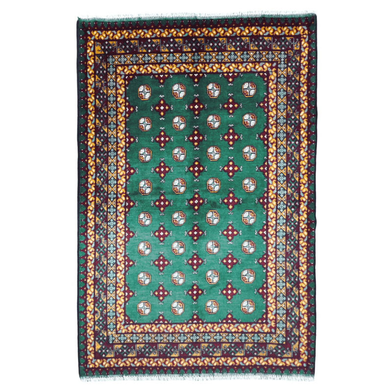 247cm x 161cm Green Hand Woven Color Afghan Akche