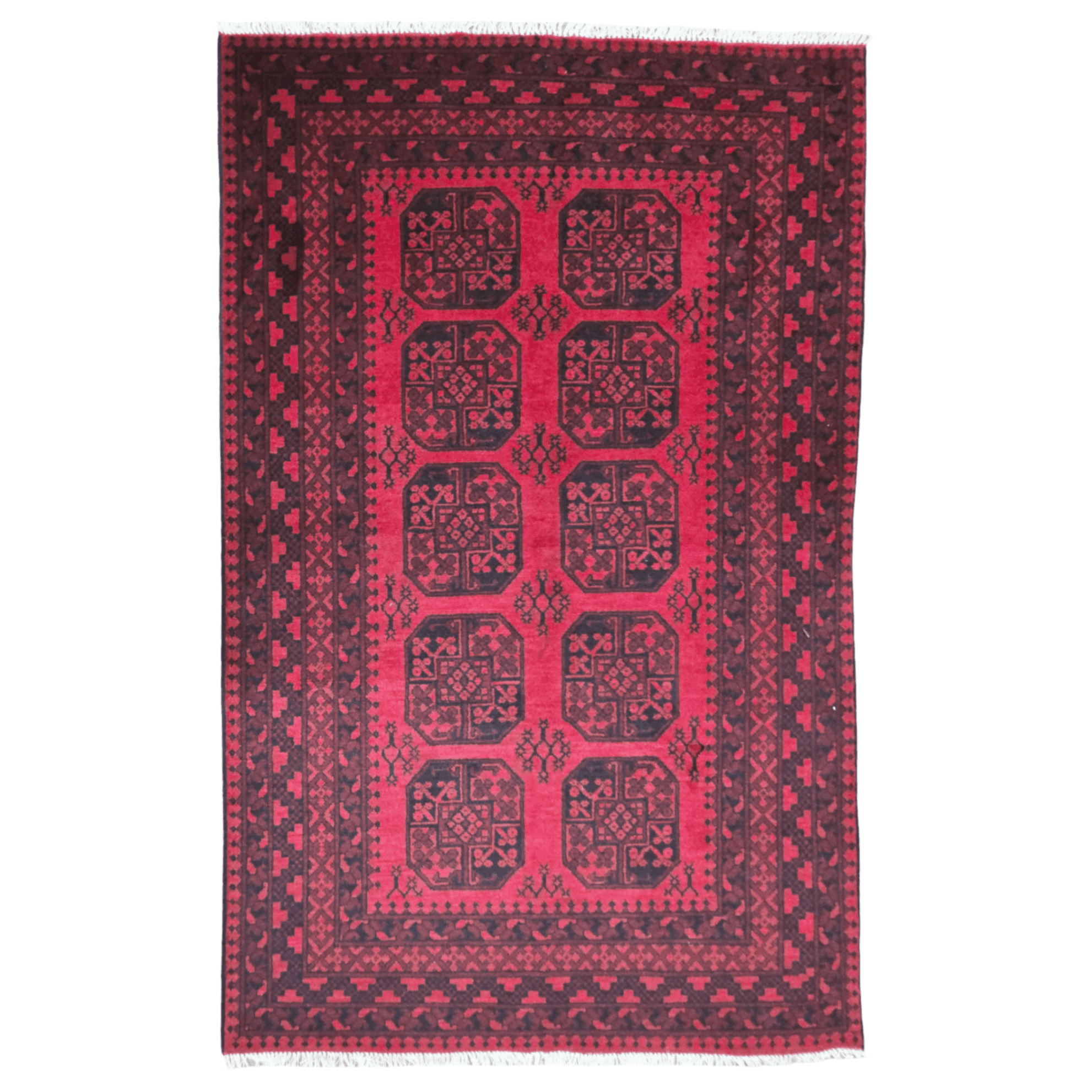 47-248cmx155cm-red-afghan-image-1 Red Afghan Elephant Feet Design