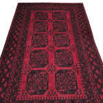 248cm x 155cm Hand Woven Red Afghan Elephant Feet Design Akche Rug - Image 2