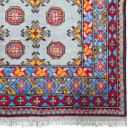 237 x 170cm Light Blue Hand Woven Color Afghan Akche - Image 5