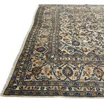 352 x 244cm Hand Knotted Vintage Floral Persian Kashan Cream Wool Rug - Image 8