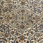 352 x 244cm Hand Knotted Vintage Floral Persian Kashan Cream Wool Rug - Image 3