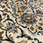 352 x 244cm Hand Knotted Vintage Floral Persian Kashan Cream Wool Rug - Image 4