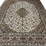380 x 300cm Hand Knotted Persian Kashan Cream Brown Wool Rug - Image 2