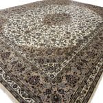 380 x 300cm Hand Knotted Persian Kashan Cream Brown Wool Rug - Image 3