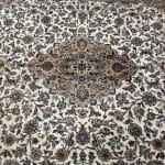 380 x 300cm Hand Knotted Persian Kashan Cream Brown Wool Rug - Image 4