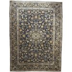363 x 257cm Hand Knotted Bloomy Persian Kashan Navy Rug