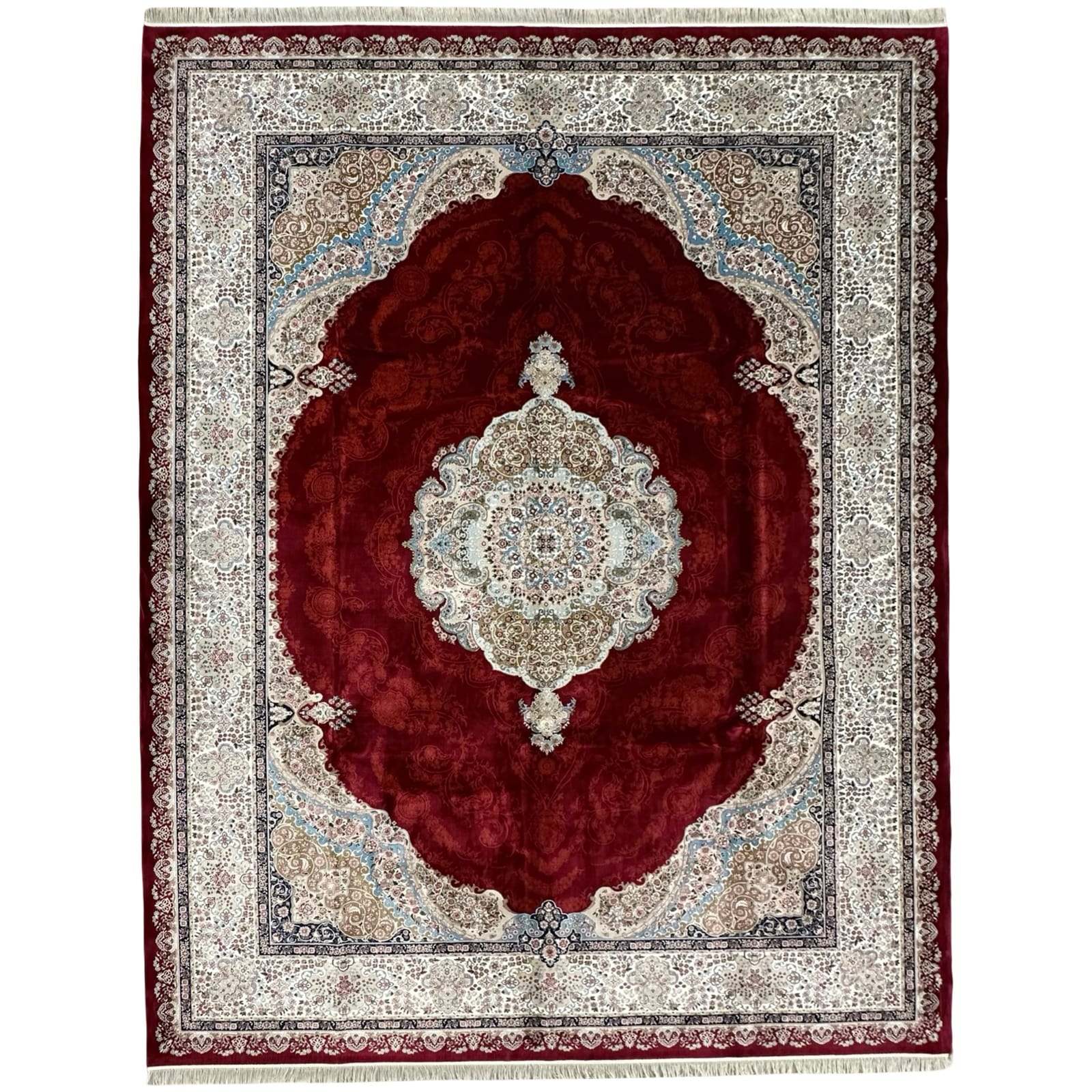 four by _9 400 x 300 cm High Quality Machine-Made Red Persian Silk Rug - Image 1