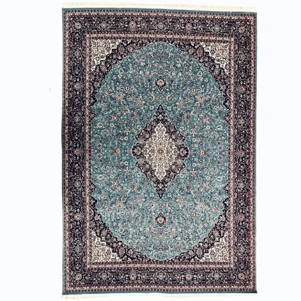 300 x 200cm Royal Persian Kashan Medallion Machine Made Blue Rug