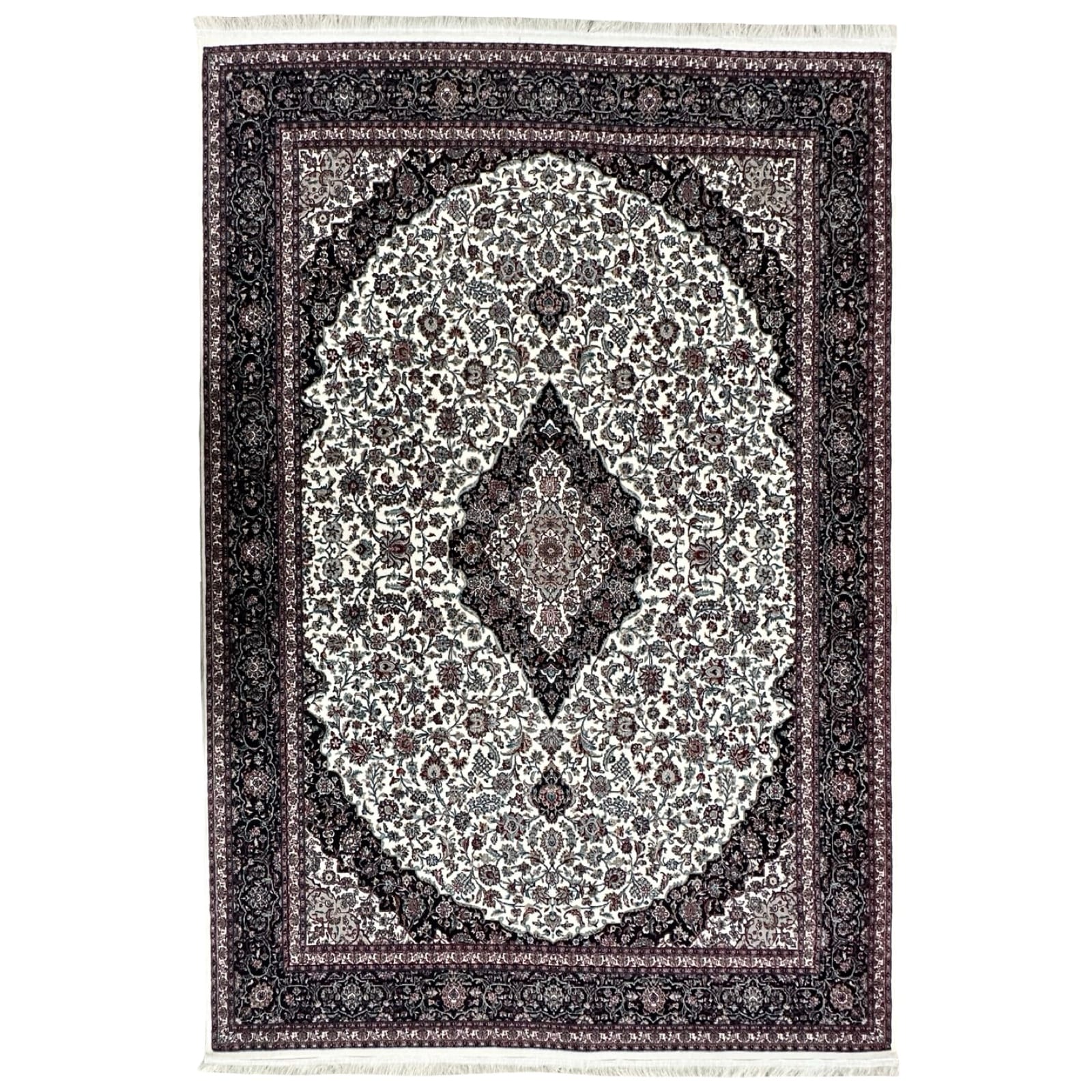 nainnnjabd_25 300 x 200cm Royal Persian Kashan Medallion Machine Made Cream Rug - Image 1