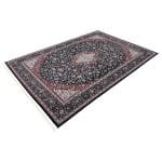 300 x 200cm Royal Persian Kashan Medallion Machine Made Dark Navy Rug - Image 3