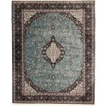 400 x 300cm Royal Persian Kashan Medallion Machine Made Blue Rug