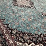 400 x 300cm Royal Persian Kashan Medallion Machine Made Blue Rug - Image 6