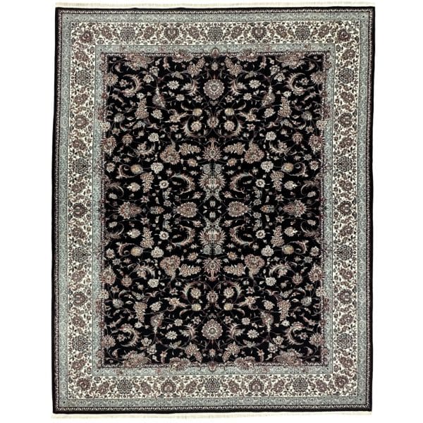 400 x300cm Royal Dark Navy Persian Afshan Floral Machine-Made Rug
