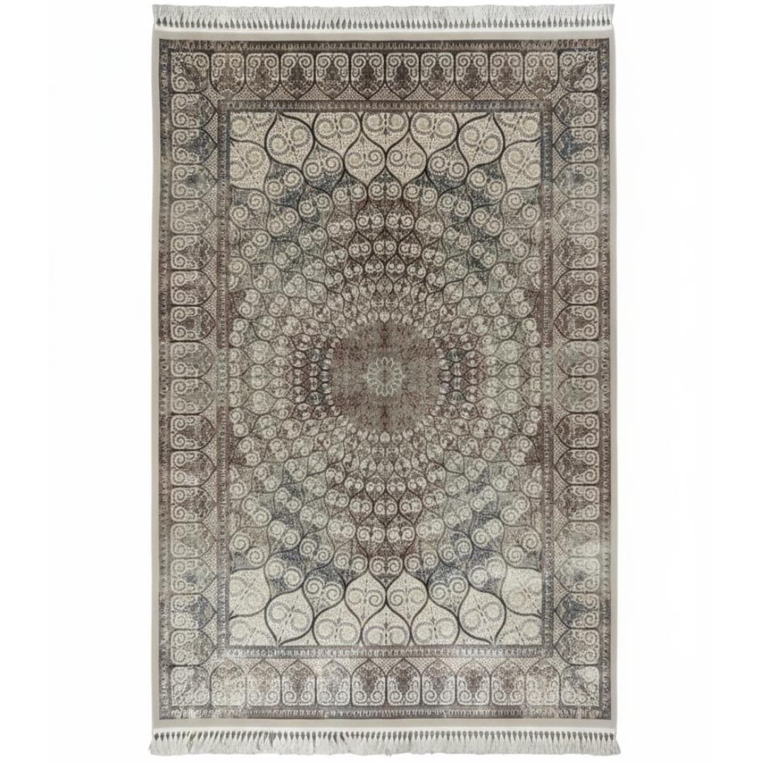 pixelcut-export 230 x 160cm Persian Mandala Design Rug – Neutral Beige & Brown - Image 1