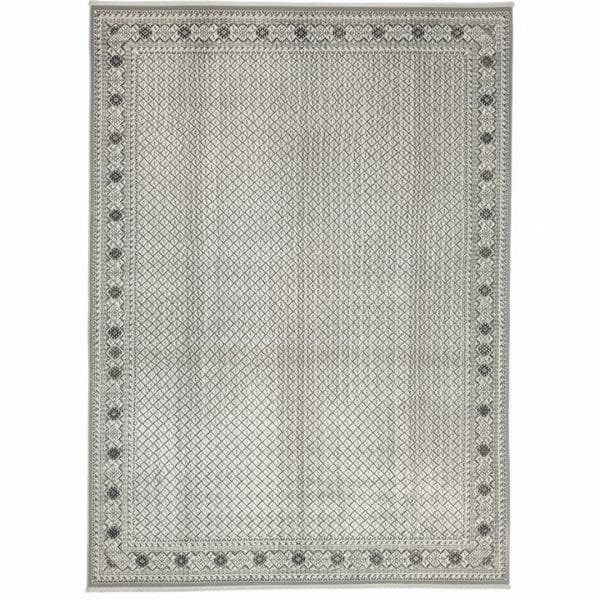 290cm x 200cm Slate Grid Border Rug – Machine Made