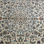 344 x 257cm Hand Knotted Persian Cream Kashan Wool Rug - Image 3