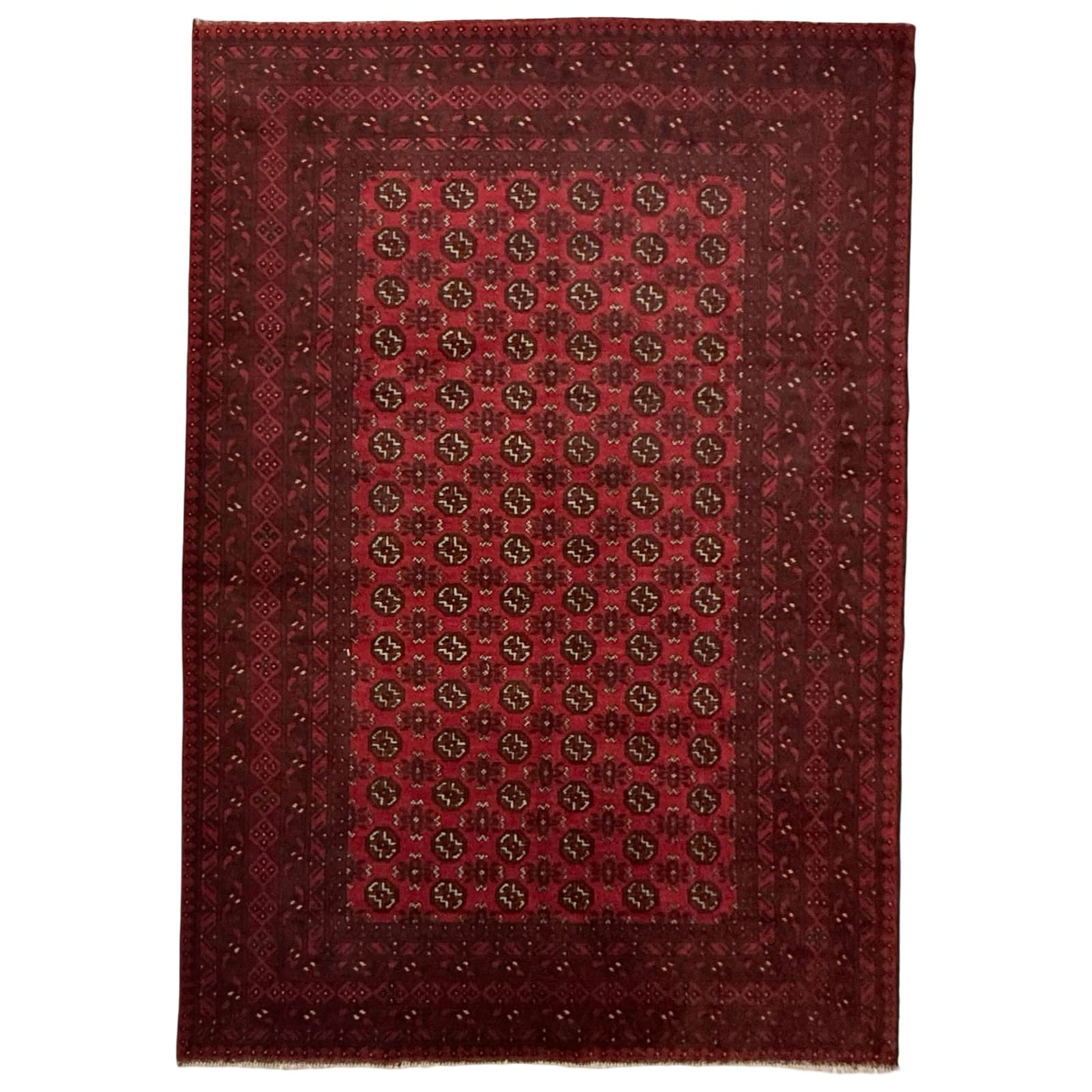 Hand Knotted Red Afghan Wool Rug