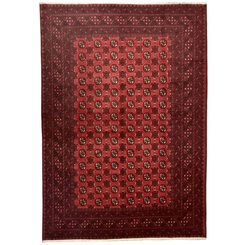 Hand-Knotted Red Afghan Wool Akche Rug
