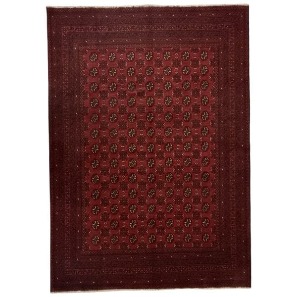 292cm x 203cm Hand-Knotted Red Afghan Wool Akche Rug