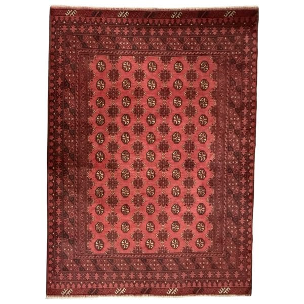 282cm x 202cm Hand-Knotted Red Afghan Wool Akche Rug