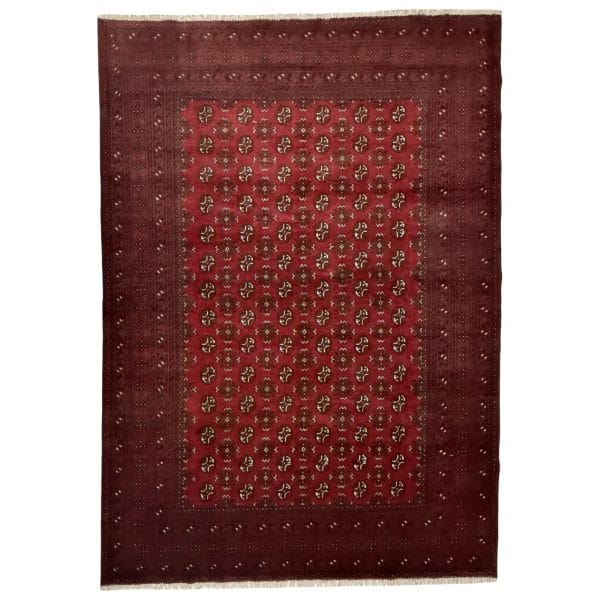 Hand-Knotted Red Afghan Wool Akche Rug