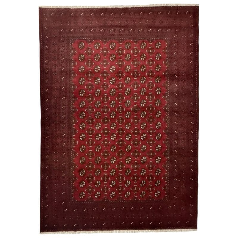 Hand-Knotted Red Afghan Wool Akche Rug