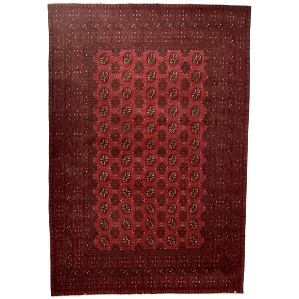 288 x 190cm Hand-Knotted Red Afghan Wool Akche Rug