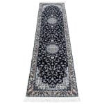 300 x 80cm Midnight Blue Nain Floral Medallion Hallway Runner