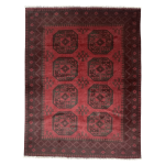 196cm x 151cm Hand-Knotted Red Afghan Akche – Wool Rug