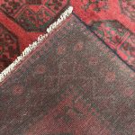196cm x 151cm Hand-Knotted Red Afghan Akche – Wool Rug - Image 6